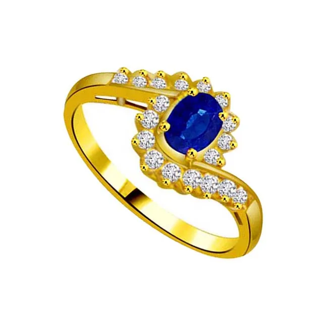 0.20cts Real Diamond & Blue Sapphire Gold Ring (SDR1169)