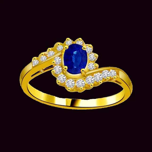 0.20cts Real Diamond & Blue Sapphire Gold Ring (SDR1169)