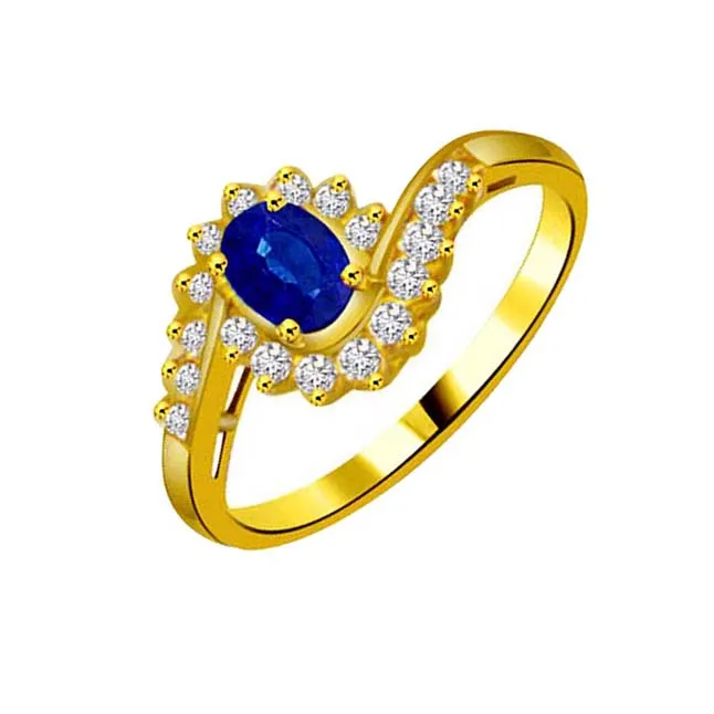 0.20cts Real Diamond & Blue Sapphire Gold Ring (SDR1169)