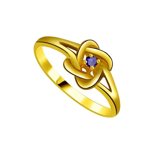 Round Blue Sapphire Gold Ring (SDR1174)