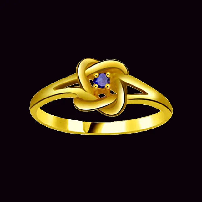 Round Blue Sapphire Gold Ring (SDR1174)