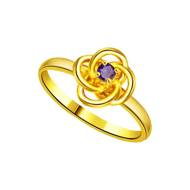 Flower Shaped Blue Sapphire Gold Ring (SDR1175)