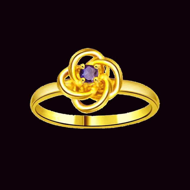 Flower Shaped Blue Sapphire Gold Ring (SDR1175)
