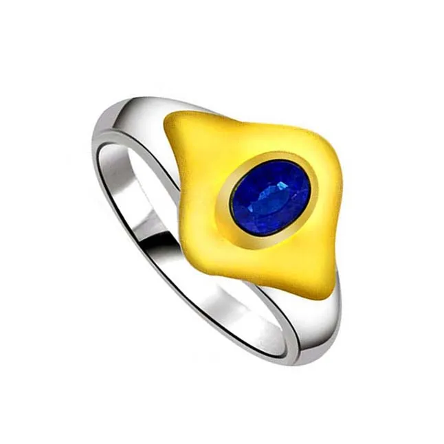 Oval Blue Sapphire Gold Ring (SDR1178)