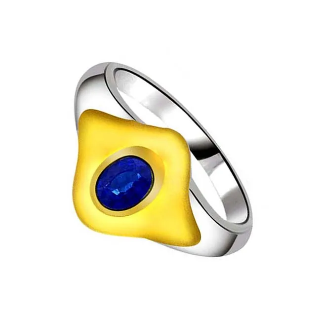 Oval Blue Sapphire Gold Ring (SDR1178)