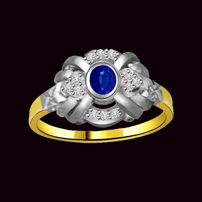 Flower Shaped Real Diamond & Blue Sapphire Ring (SDR1180)