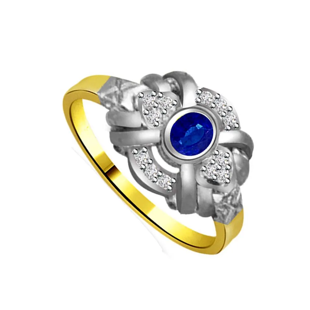 Flower Shape Diamond & Sapphire rings SDR1180