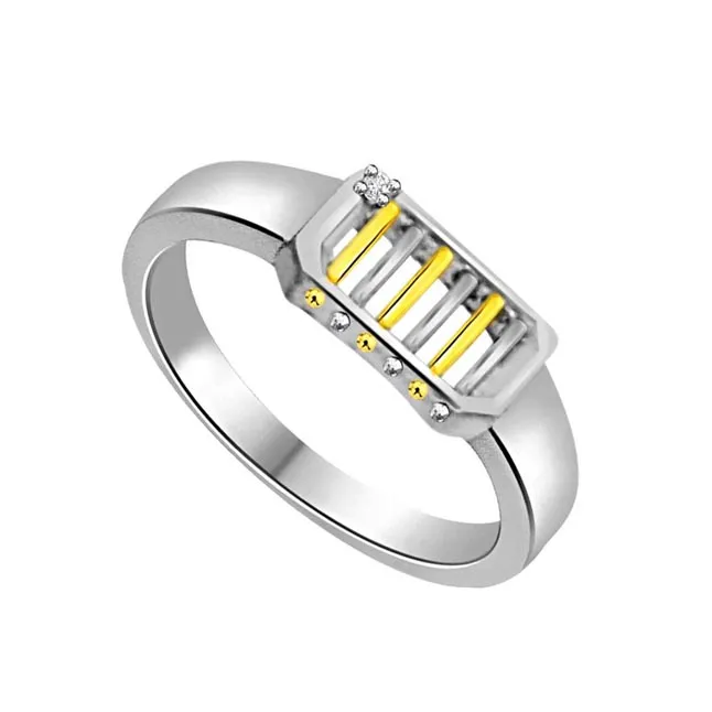 Two-Tone Real Diamond 14kt White Gold Ring (SDR1188)
