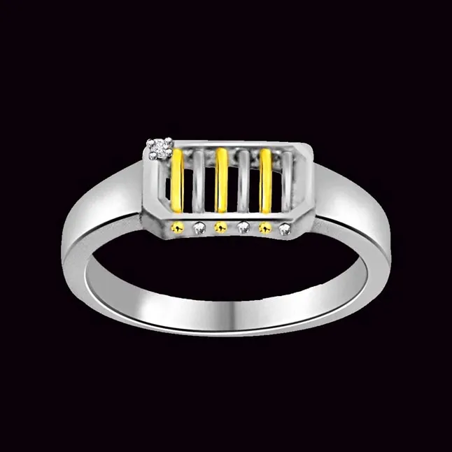Two-Tone Real Diamond 14kt White Gold Ring (SDR1188)