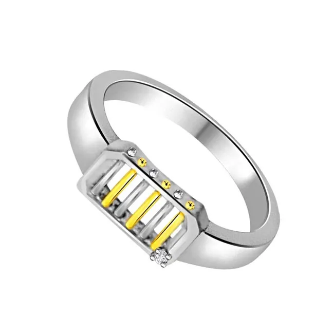 Two-Tone Real Diamond 14kt White Gold Ring (SDR1188)