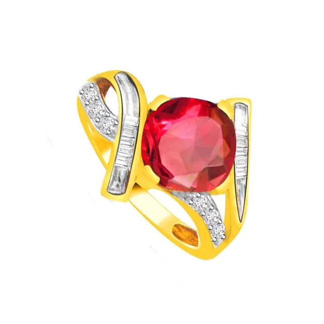 0.12cts Real Diamond & Ruby Gold Ring (SDR1209)