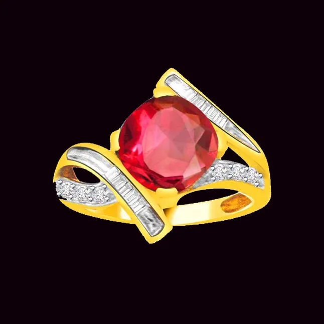 0.12cts Real Diamond & Ruby Gold Ring (SDR1209)