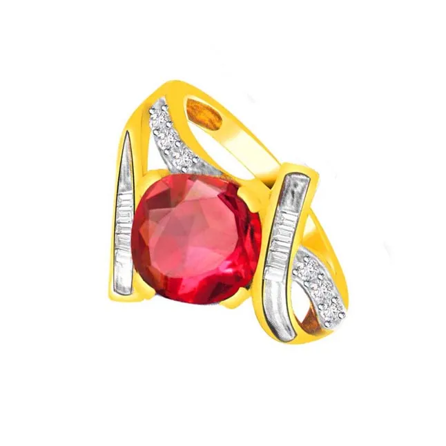 0.12cts Real Diamond & Ruby Gold Ring (SDR1209)