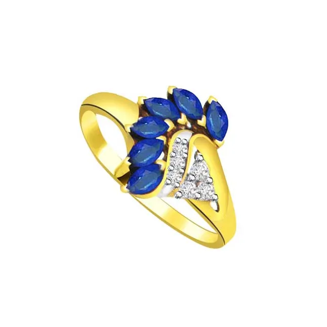 Classic Real Diamond & Sapphire Gold Ring (SDR1217)