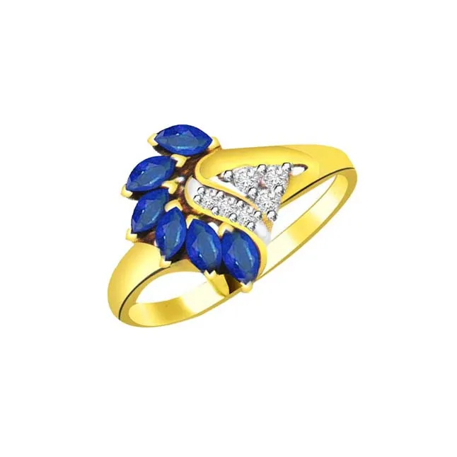 Classic Real Diamond & Sapphire Gold Ring (SDR1217)