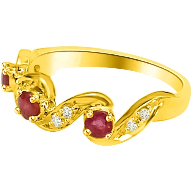 Classic Real Diamond & Ruby Gold Ring (SDR1221)