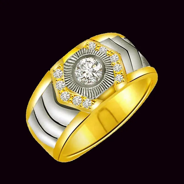 Two-Tone Real Diamond Gold Ring (SDR1237)