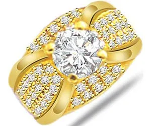 Solitaire Real Diamond Engagement Ring In 18k Gold (SDR1246)