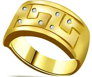 0.10 cts Real Diamond Wide Band Ring in 18kt Yellow Gold (SDR1264)