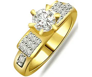 0.60 cts Fine Solitaire Real Diamond Ring With Accents (SDR1266)
