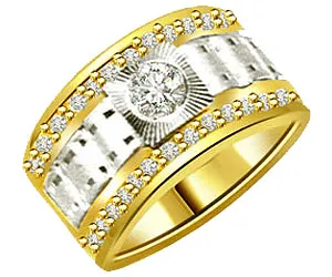 0.46 cts Two Tone Real Diamond Wide Band Ring (SDR1268)