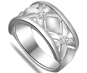0.10 cts White Gold Wide B Diamond rings In 14K Gold -Designer