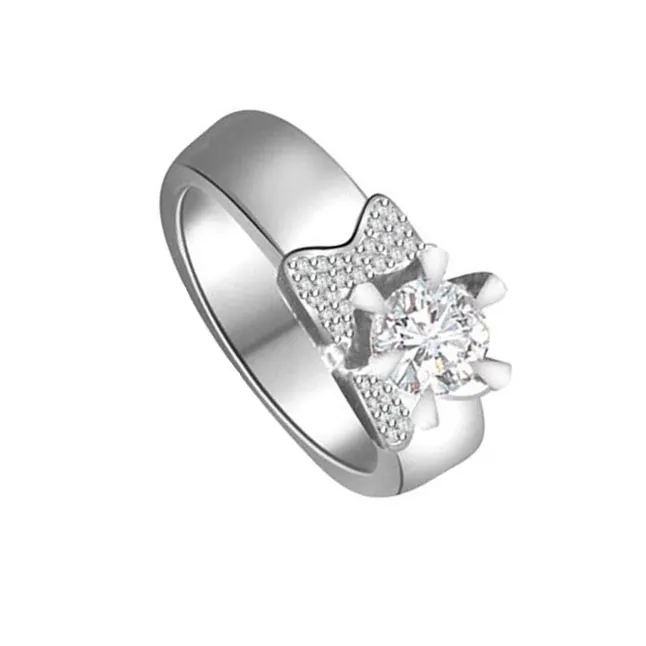 0.75 cts Real Diamond and 14kt White Gold Engagement Ring (SDR1286)