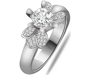 0.75 cts Real Diamond and 14kt White Gold Engagement Ring (SDR1289)