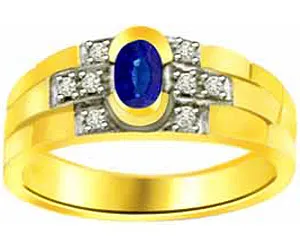 0.08cts Real Diamond & Oval Sapphire Ring (SDR1292)