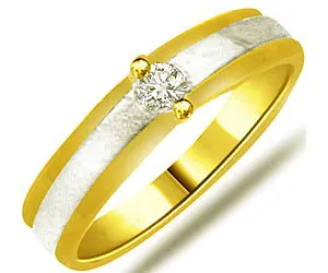 0.07cts Two Tone Real Solitaire Ring In 18kt Yellow Gold (SDR1295)