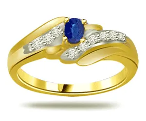 Classic Real Diamond & Sapphire Gold Ring (SDR1296)