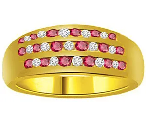 0.23 cts Diamond Ruby rings In 18K Gold