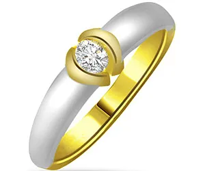 0.30 cts Two Tone Real Solitaire Diamond Ring In 18K Gold (SDR1304)