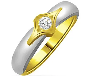 0.25 cts Solitaire Two Tone Real Diamond Ring In 18k Gold (SDR1305)