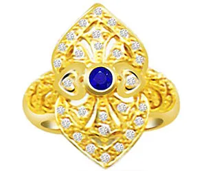 0.38 cts Real Round Sapphire & Diamond 18K Ring (SDR1306)