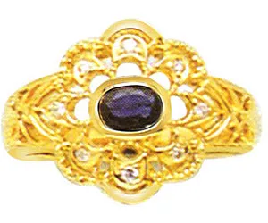 0.15cts Real Oval Sapphire Gold Ring In 18K Gold (SDR1310)
