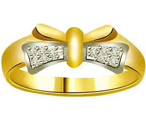 0.12cts Real Diamond Two Tone 18K Gold Ring (SDR1318)