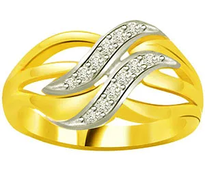 Love Wave - 0.18 cts Two Tone Yellow Gold Diamond Ring (SDR1326)
