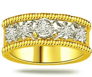 0.60 cts Diamond Wide B rings In 18k Gold