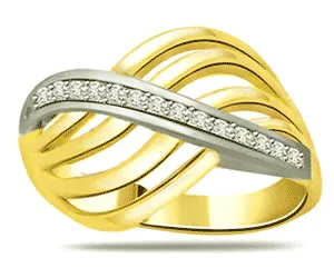 Two Tone Gold 0.14cts Real Diamond Ring (SDR1366)