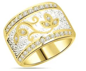 0.20cts Fancy Wide Band Diamond Ring in Two Tone Gold (SDR1381)