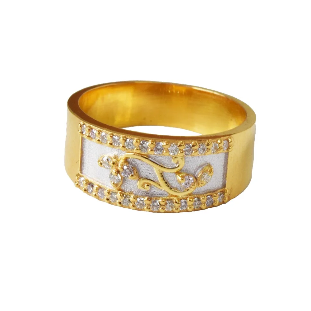 0.20cts Fancy Wide Band Diamond Ring in Two Tone Gold (SDR1381)