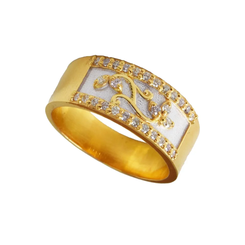 0.20cts Fancy Wide Band Diamond Ring in Two Tone Gold (SDR1381)