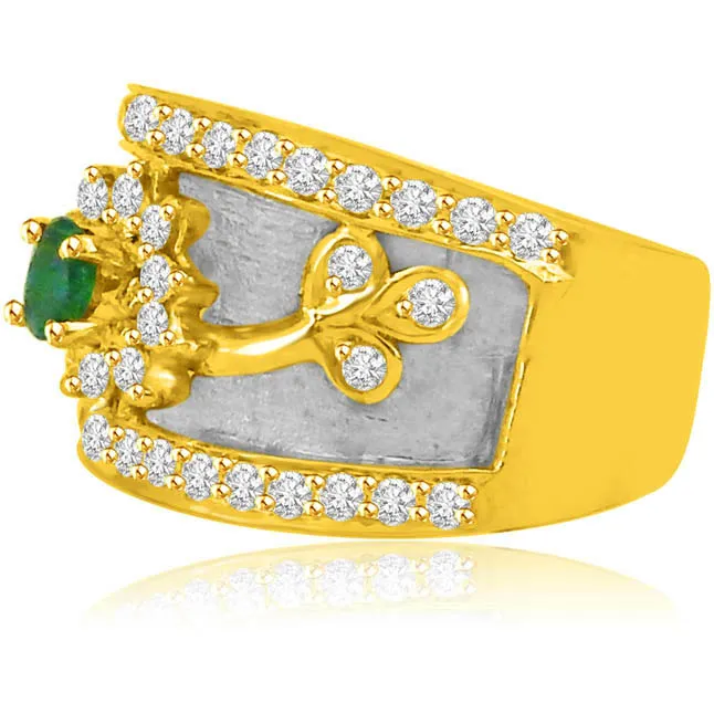 0.73cts Wide Band Real Emerald and Diamond Ring (SDR1383)