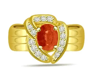 Oval Real Ruby and Diamond Ring in 18K Gold (SDR1390)