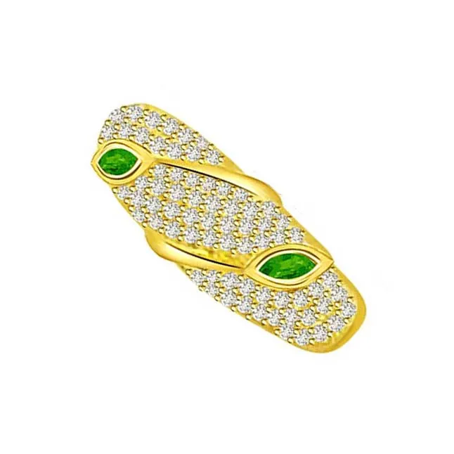 Fine Real Diamond and Emerald Half Eternity Band (SDR1391)