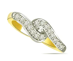 0.10cts Two Tone Half Eternity Real Diamond Ring (SDR1417)