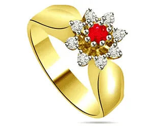 0.31 cts Flower Shaped Diamond & Ruby rings