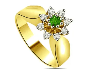 0.31cts Flower Shaped Real Diamond & Emerald Ring (SDR1474)
