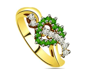 0.64 cts Heart Shaped Diamond & Emerald rings -Diamond & Emerald